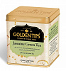 JASMINE GREEN TEA, Golden Tips (ЗЕЛЕНЫЙ ЧАЙ С ЖАСМИНОМ 100% Индийский зеленый листовой чай с экстрактом жасмина, железная банка, Голден Типс), 100 г.