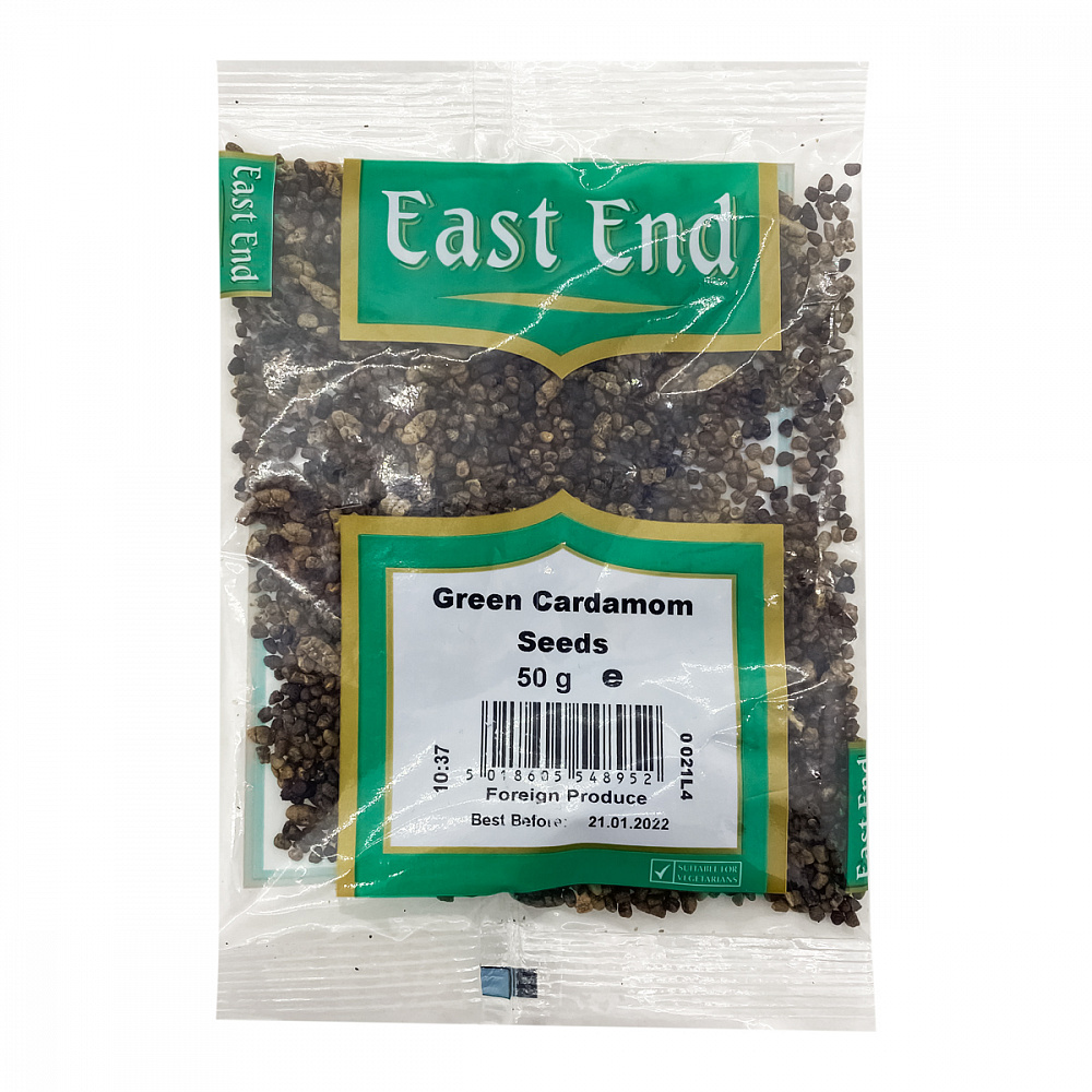 GREEN CARDAMOM SEEDS, East End (СЕМЕНА ЗЕЛЁНОГО КАРДАМОНА, Ист Энд), 50 г.