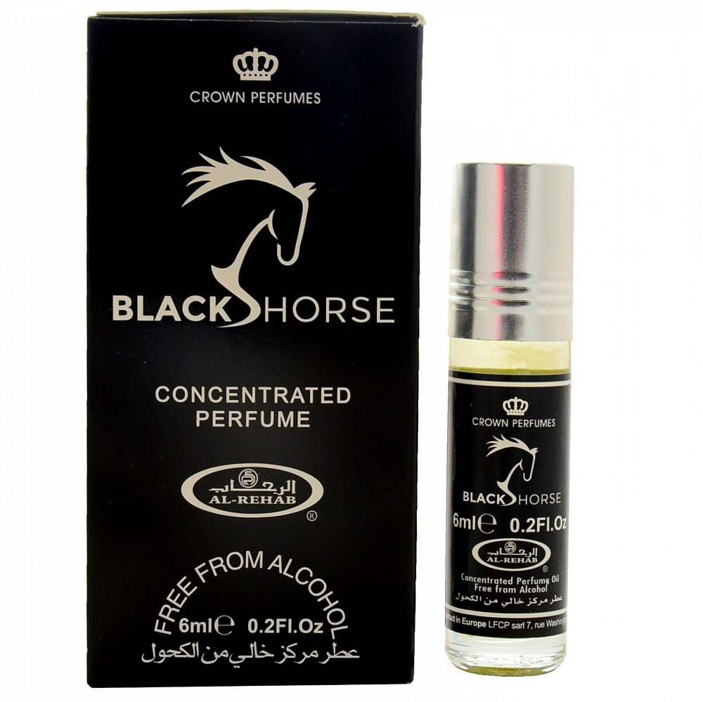 BLACK HORSE Concentrated Perfume, Al-Rehab (Масляные арабские духи ЧЕРНАЯ  ЛОШАДЬ (унисекс), Аль-Рехаб), 6 мл.