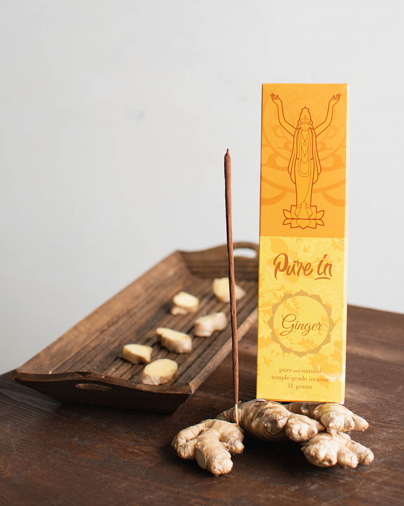 GINGER pure and natural temple-grade incense, Pure in (ИМБИРЬ чистые и  натуральные храмовые благовония, Пьюр