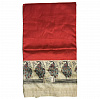 Сари MALABAR SILK с печатным принтом ПАВЛИНЫ, цвет КРАСНЫЙ (Size: Onesize, с отрезом для блузы), 1 шт.
