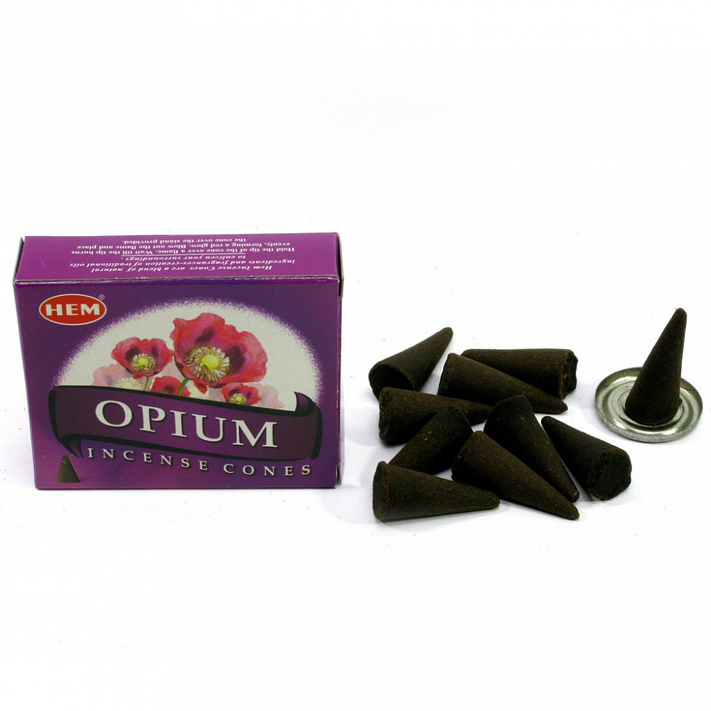 Hem Incense CONES OPIUM (Благовония конусы ОПИУМ, Хем), уп. 10 конусов.