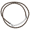 Шнурок для подвески КОРИЧНЕВЫЙ, КРУПНОЕ ПЛЕТЕНИЕ, с металлической застежкой и цепочкой (длина 42-45 см.), 1 шт.