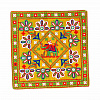 Наволочка на подушку индийская этническая ЖЕЛТАЯ с цветной вышивкой (размер 41 на 41 см.), 1 шт.